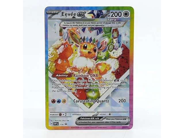 2x kaart, pokémon, eevee ex svp en 174 promo rainbow dna, 2025 - afbeelding 6 van  9