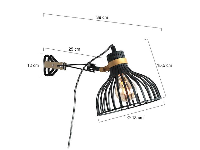 2x klemspot dunbar anne light, 3093zw, zwart goud, nieuw in doos - afbeelding 3 van  6