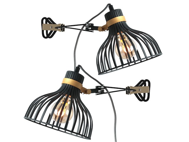 2x klemspot dunbar anne light, 3093zw, zwart goud, nieuw in doos - afbeelding 1 van  6