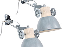 2x klemspot en wandlamp e27 fitting, mexlite, gearwood 2752gr, grijs, 2026 - afbeelding 1 van  5