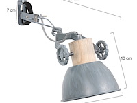 2x klemspot en wandlamp e27 fitting, mexlite, gearwood 2752gr, grijs, 2026 - afbeelding 2 van  5
