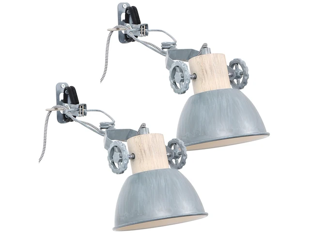 2x klemspot en wandlamp e27 fitting, steinhauer, gearwood 2752gr, grijs, 2026 - afbeelding 1 van  5
