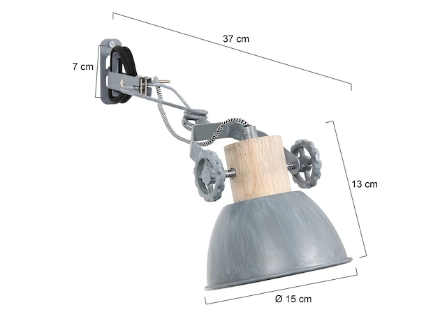 2x klemspot en wandlamp e27 fitting, steinhauer, gearwood 2752gr, grijs, 2026 - afbeelding 2 van  5