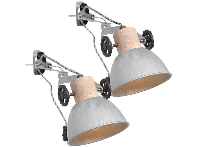 2x klemspot en wandlamp nikkel e27 fitting, mexlite, gearwood 2752ni, nikkel, 2026 - afbeelding 1 van  5