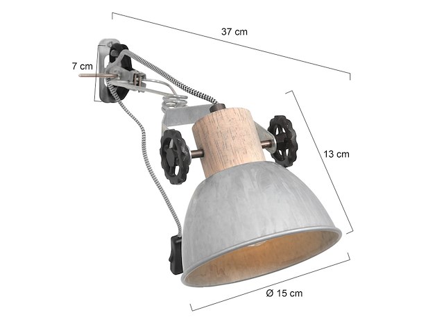 2x klemspot en wandlamp nikkel e27 fitting, mexlite, gearwood 2752ni, nikkel, 2026 - afbeelding 2 van  5