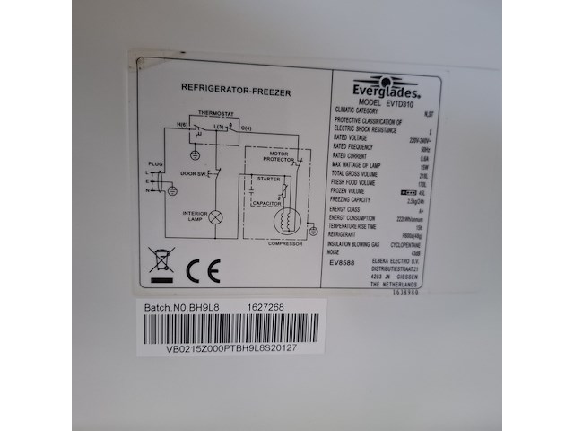 2x koelkast, everglades, evtd310, wit - afbeelding 12 van  14