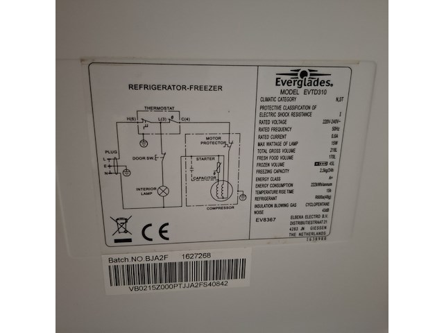 2x koelkast met vriesvak, everglades, evtd310, wit - afbeelding 2 van  13