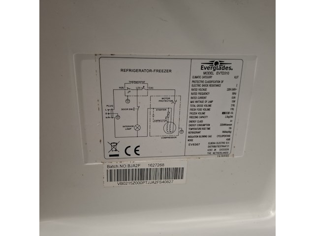 2x koelkast met vriesvak, everglades, evtd310, wit - afbeelding 5 van  13