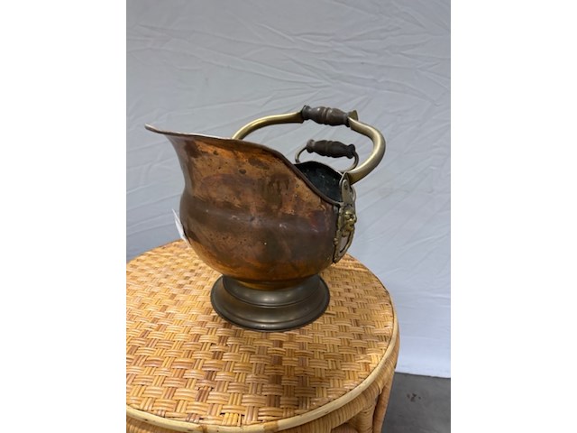 2x koperen pot en rotan tafel - afbeelding 4 van  4