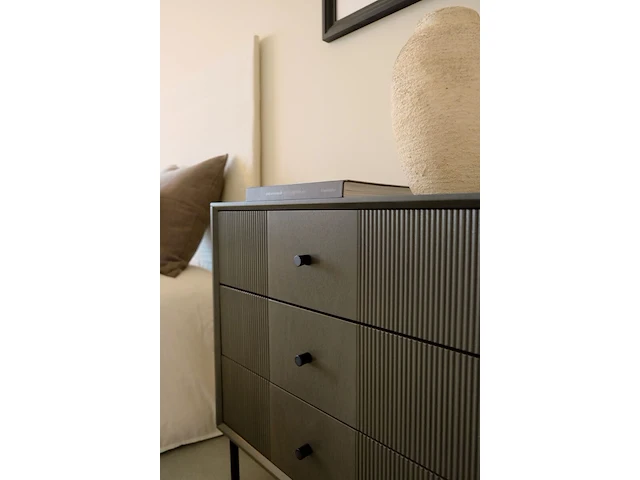 2x ladekast met 3 laden – bijzettafel – 61 x 33 x 66 cm – hout - donkergrijs vidi, gravur - afbeelding 6 van  6