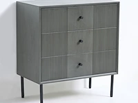 2x ladekast met 3 laden – bijzettafel – 61 x 33 x 66 cm – hout - donkergrijs vidi, gravur - afbeelding 2 van  6