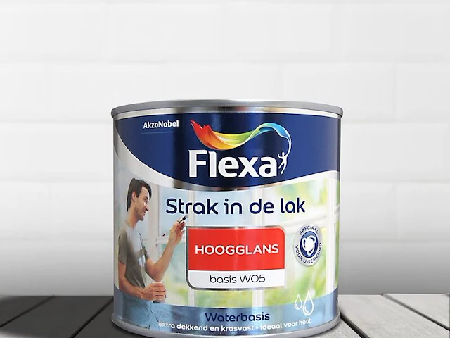 2x lak acryl hoogglans flexa, strak in de lak, wit, 500 ml - afbeelding 1 van  2