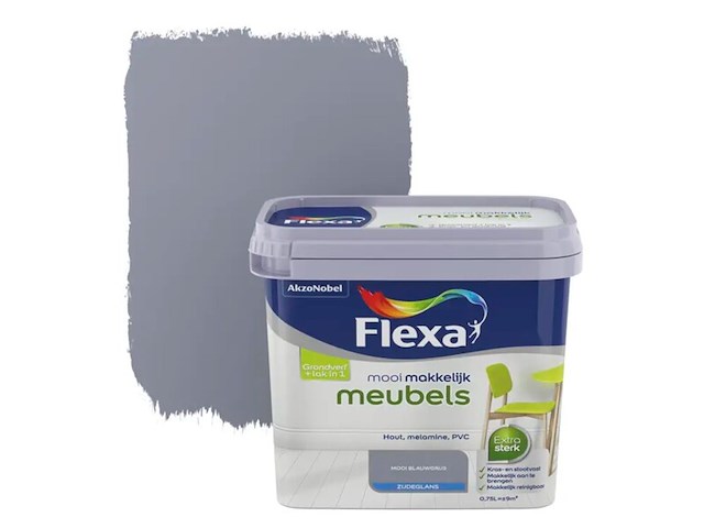 2x lak zijdeglans 750 ml flexa, mooi makkelijk meubels, blauwgrijs - afbeelding 1 van  2