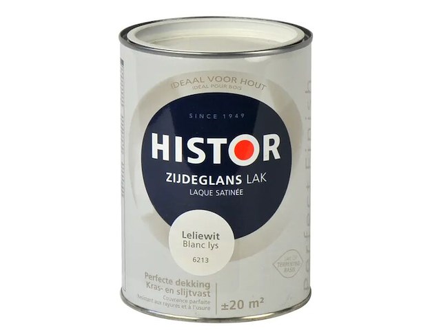 2x lak zijdeglans, histor, perfect finish, leliewit, 1.25l - afbeelding 2 van  2