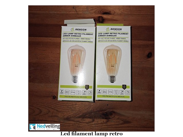 2x led filament retro lanp dimbaar e27 4w - afbeelding 1 van  3