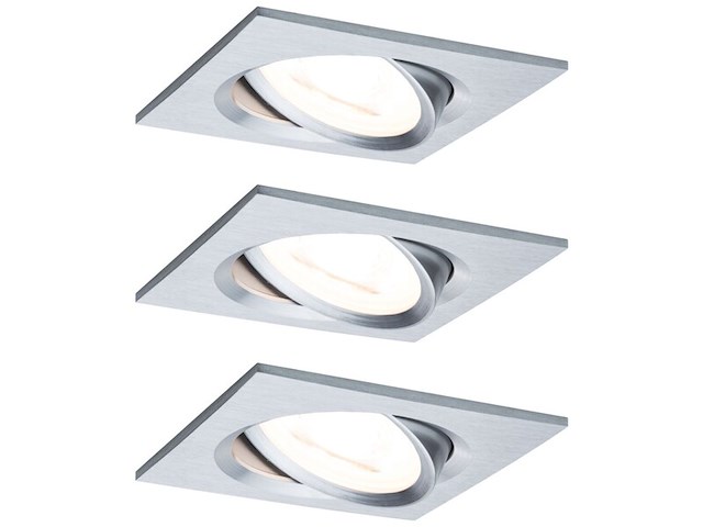 2x led-inbouwlamp 3-step-dim zwenkbaar hoekig paulmann, nova basisset, aluminium - afbeelding 2 van  3