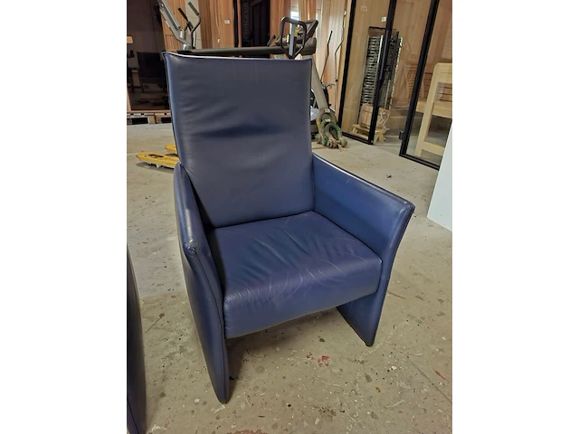 2x lederen fauteuil blauw - afbeelding 3 van  4