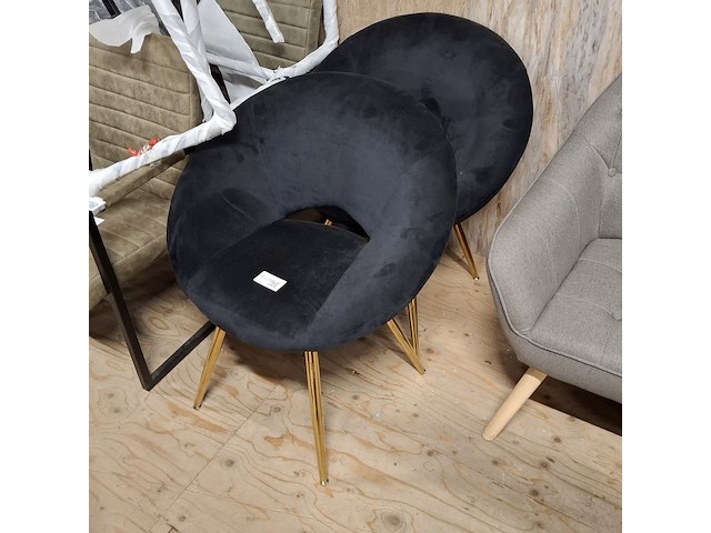 2x leisure chair, velvet zwart - afbeelding 4 van  4
