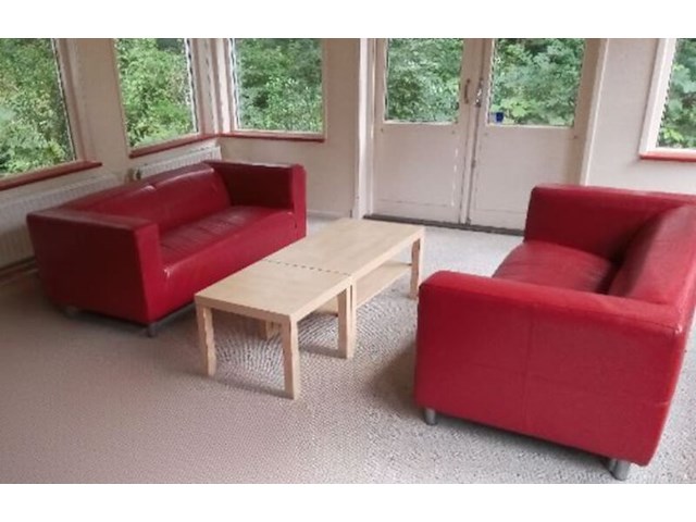 2x leren bank, ikea, klippan, rood, 2015 - afbeelding 1 van  6