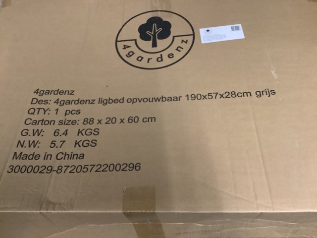 2x ligbed opvouwbaar 190 x 57 x 28 cm 4gardenz, grijs - afbeelding 3 van  3