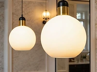 2x luxe grote hanglamp met 3 lampenkappen ø25 cm vidi, luca bella - afbeelding 2 van  2