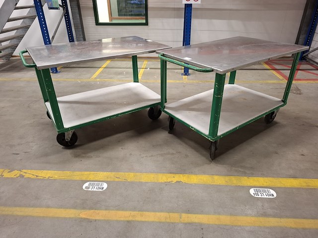 2x magazijnwagen met los rvs blad - afbeelding 2 van  6