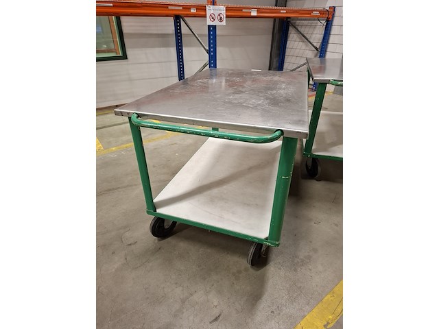 2x magazijnwagen met los rvs blad - afbeelding 4 van  6