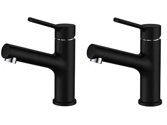 2x mawialix wastafelkraan - uittrekbare uitloop - mat zwart - afbeelding 1 van  6