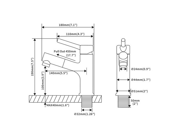 2x mawialix wastafelkraan - uittrekbare uitloop - mat zwart - afbeelding 5 van  6