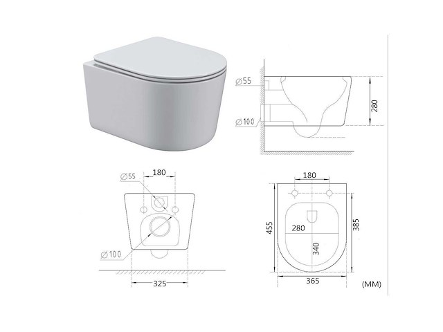 2x mawialux compact inbouw wandclosetten met closetzittingen glans wit - afbeelding 7 van  8