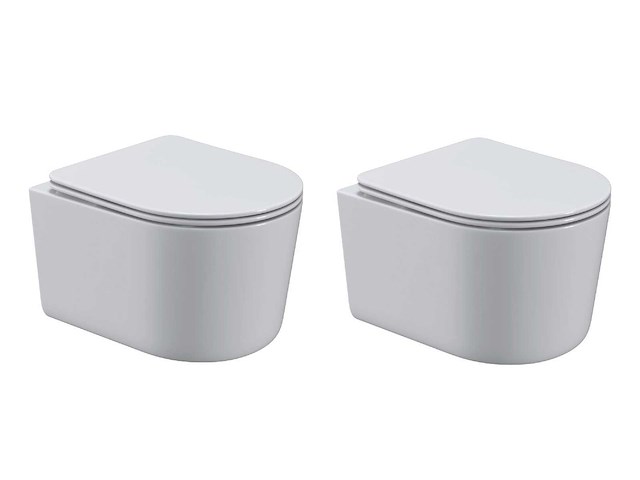 2x mawialux compact inbouw wandclosetten met closetzittingen glans wit - afbeelding 1 van  8