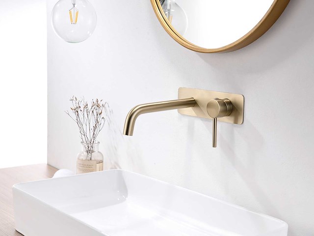 2x mawialux inbouw muurkraan - geborsteld goud - afbeelding 2 van  7