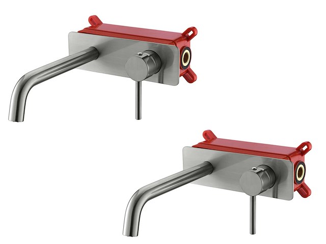2x mawialux inbouw muurkraan - rvs - afbeelding 1 van  9
