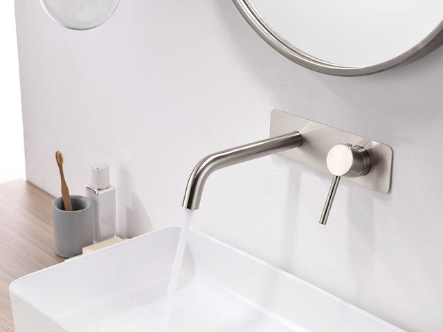 2x mawialux inbouw muurkraan - rvs - afbeelding 2 van  9