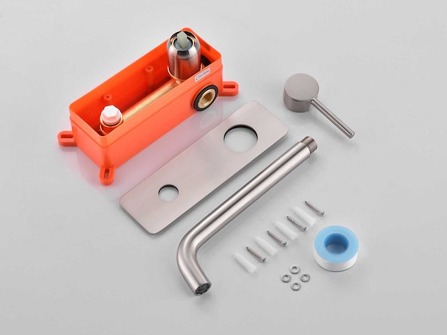 2x mawialux inbouw muurkraan - rvs - afbeelding 4 van  9