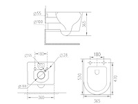 2x mawialux inbouw wandcloset met closetzitting - turbo flush - glans wit - afbeelding 1 van  5