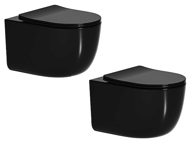 2x mawialux inbouw wandcloset met closetzitting - turbo flush - mat zwart - afbeelding 6 van  7