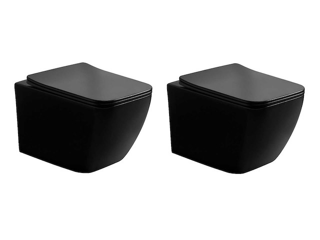 2x mawialux inbouw wandclosetten met closetzittingen mat zwart of mat wit - afbeelding 1 van  7