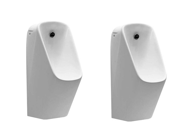 2x mawialux urinoir met automatische spoeling glans wit - afbeelding 1 van  5