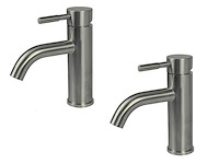 2x mawialux wastafelkraan - laag model - geborsteld rvs of koper (mat en glans) - afbeelding 1 van  17