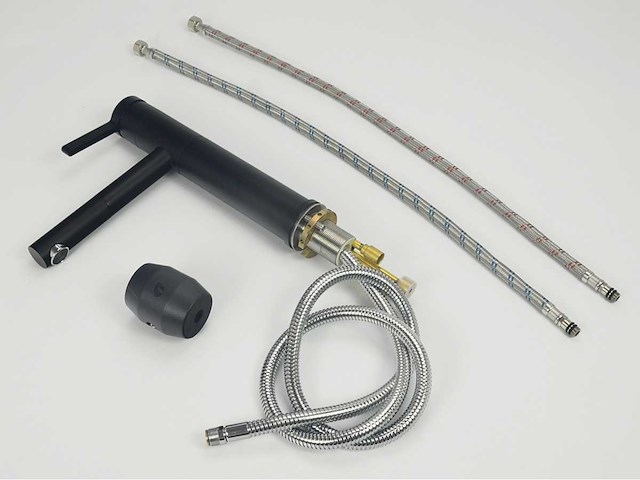 2x mawialux wastafelkraan - uitrekbare kop - mat zwart - afbeelding 3 van  7