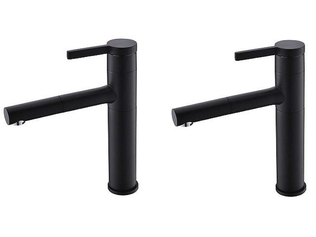 2x mawialux wastafelkraan - uitrekbare kop - mat zwart - afbeelding 1 van  7
