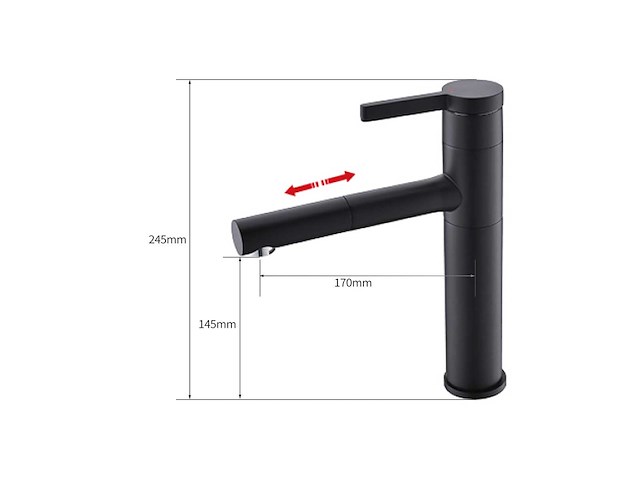 2x mawialux wastafelkraan - uitrekbare kop - mat zwart - afbeelding 2 van  7