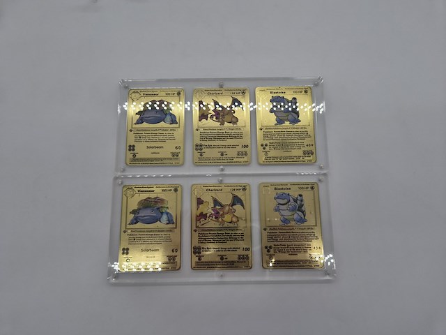 2x metalen venusaur, charizard en blastoise (base set) pokémon kaarten in acryl display - afbeelding 10 van  11