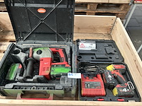 2x milwaukee accugereedschap, accu's en lader in koffer - afbeelding 1 van  9