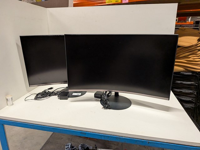2x monitor curved, samsung, c32t550fdr, zwart - afbeelding 1 van  6