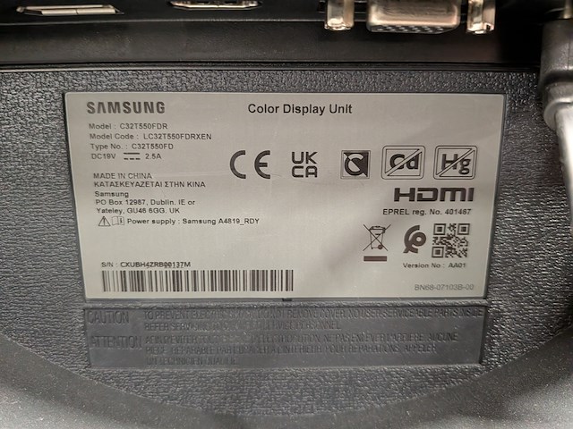 2x monitor curved, samsung, c32t550fdr, zwart - afbeelding 5 van  6