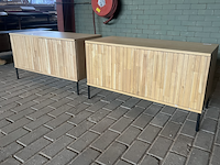 2x new gravure tv-meubel b 100 cm - eiken - naturel woood - afbeelding 3 van  7