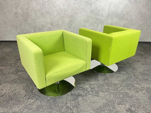 2x offecct solitaire - draaibare design fauteuil - 2 kleuren groen - afbeelding 3 van  9
