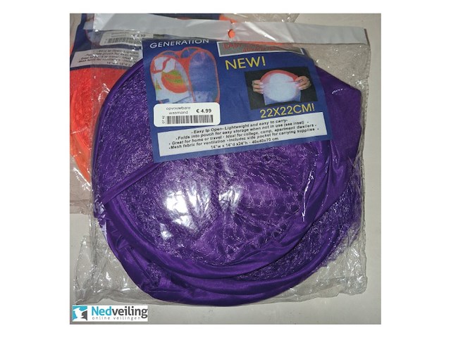 2x opvouwbare camping wasmand 40x40x70 cm - afbeelding 2 van  3